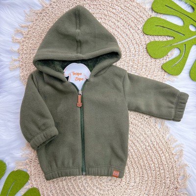  Jaqueta em Fleece com Pelinhos e Capuz - Verde